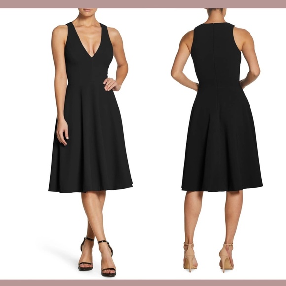 NWT‎ $182 Dress the Population [ XXL ] Catalina Fit & Flare Dress in Black